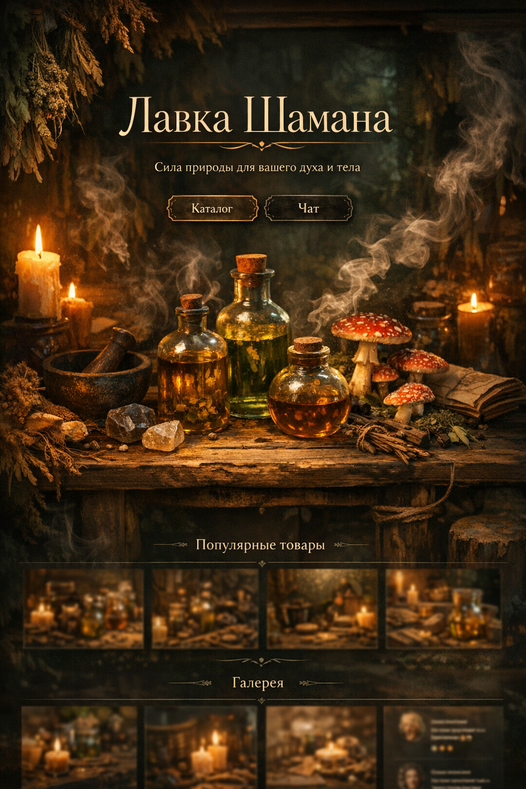 Мобильная версия главного блока и галереи